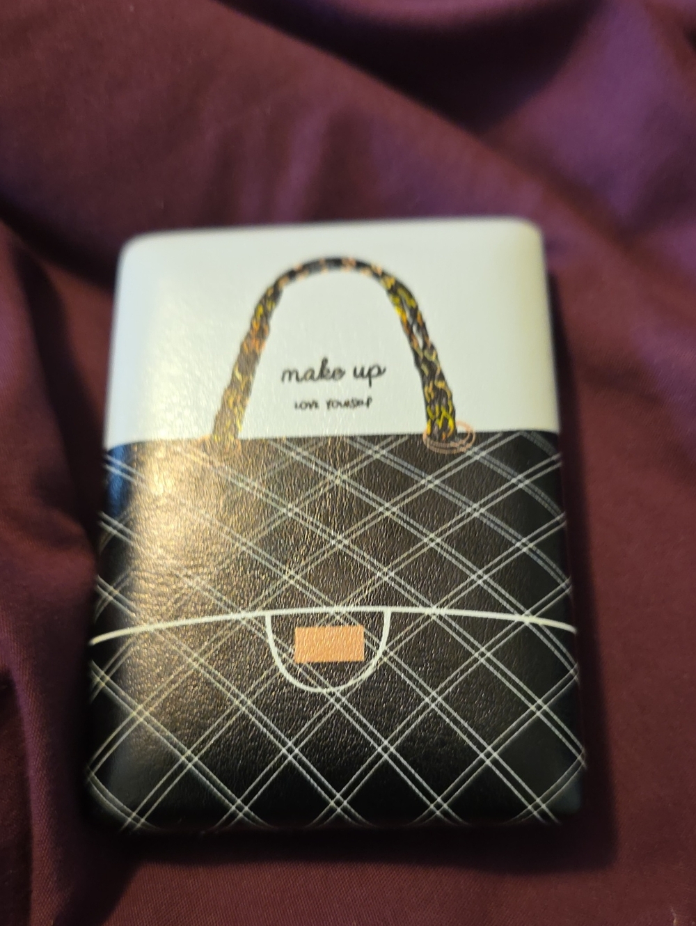 Black and White Quilted Makeup Bag with Handle